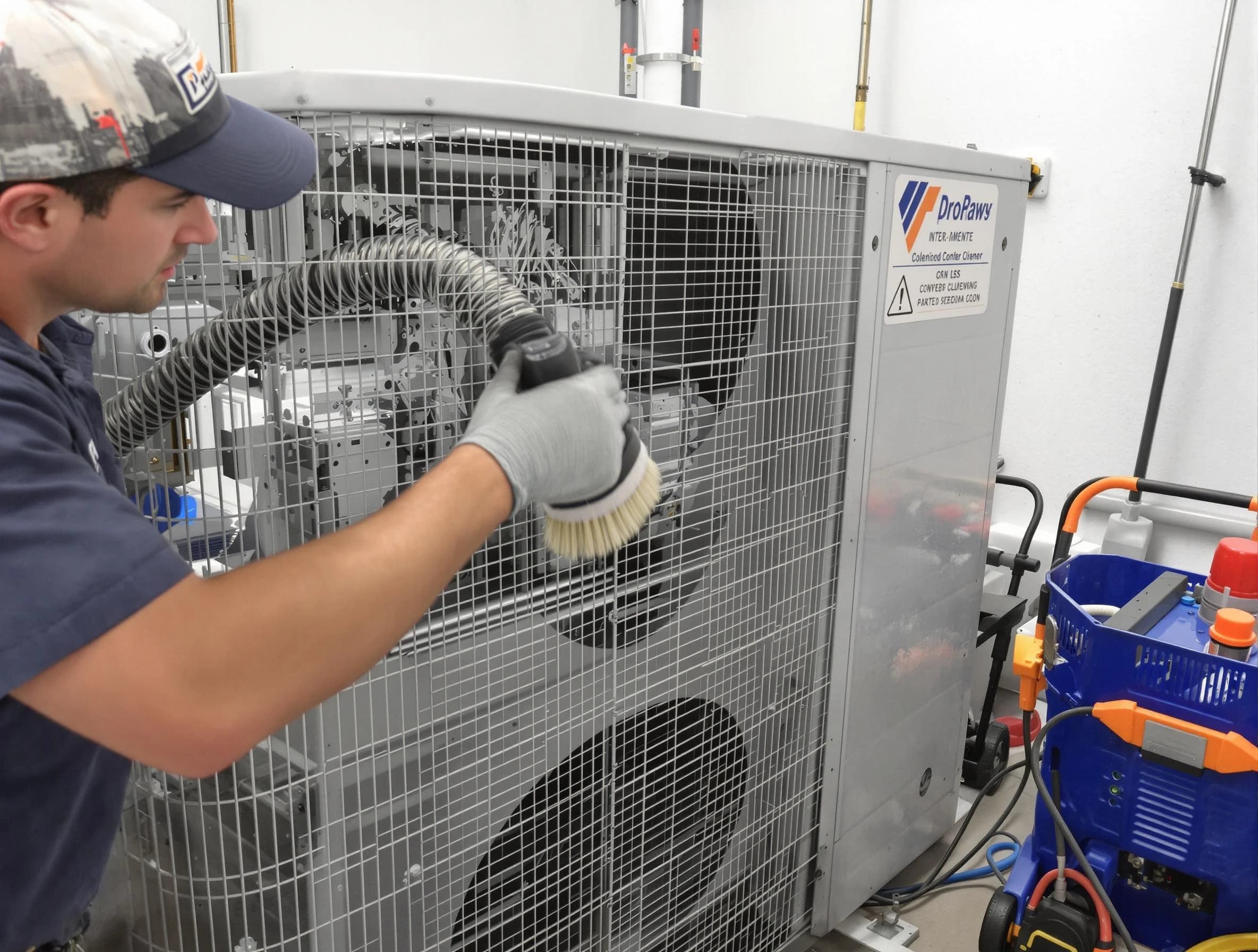 Blackstone Air Duct Cleaning specialist performing precision AC coil cleaning for improved system performance in Blackstone