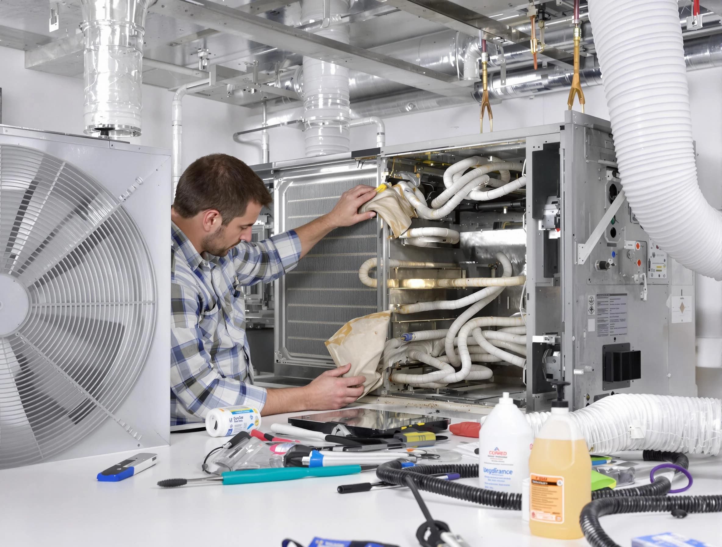 Blackstone Air Duct Cleaning specialist performing precision AC coil cleaning in Blackstone