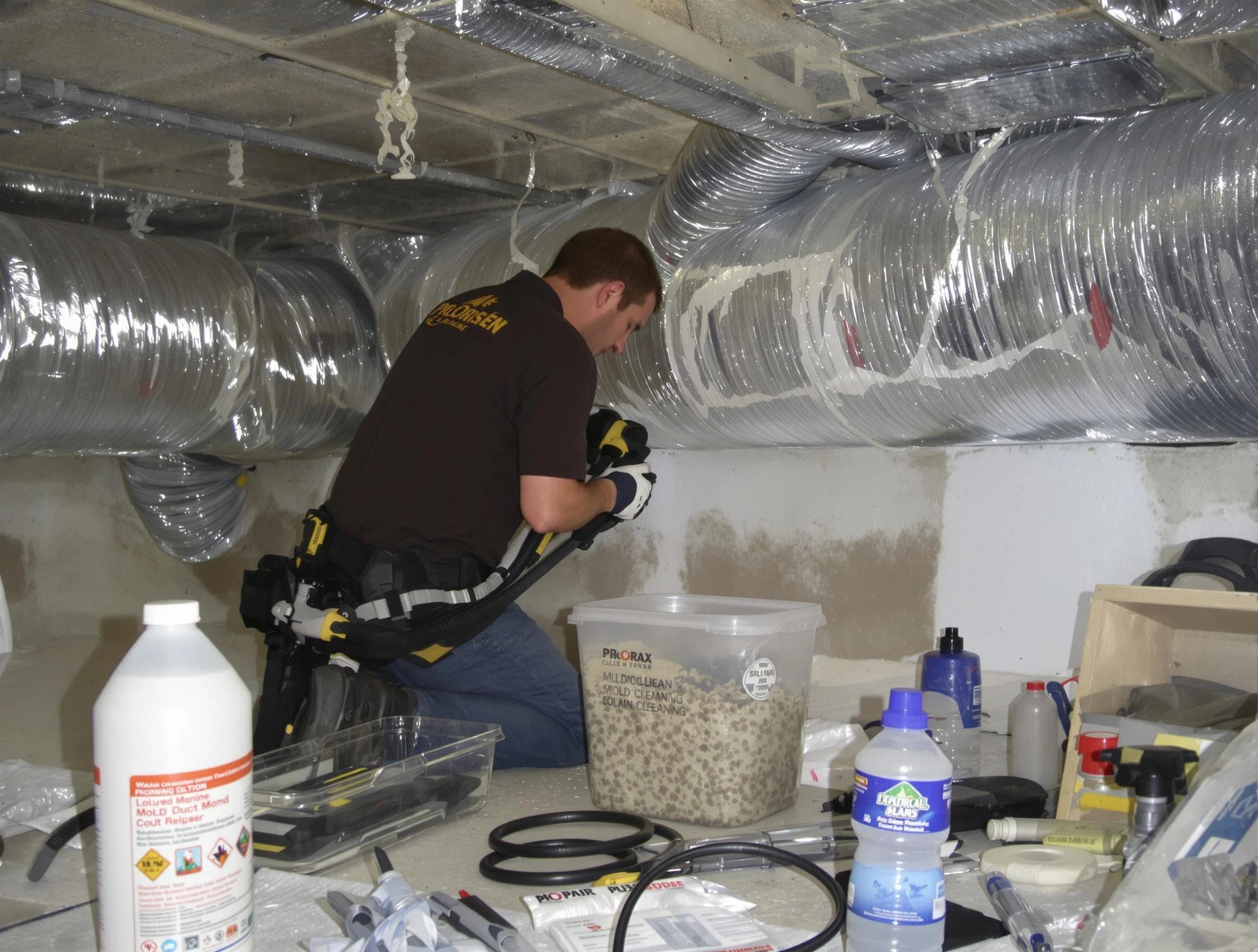 Blackstone Air Duct Cleaning specialist performing professional mold removal from air ducts in Blackstone