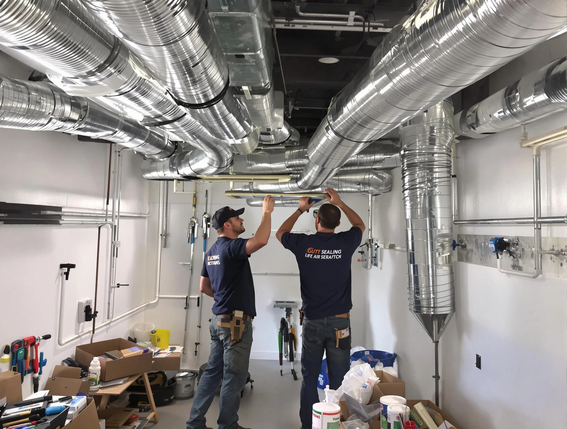 Blackstone Air Duct Cleaning technician applying professional duct sealing solutions in Blackstone