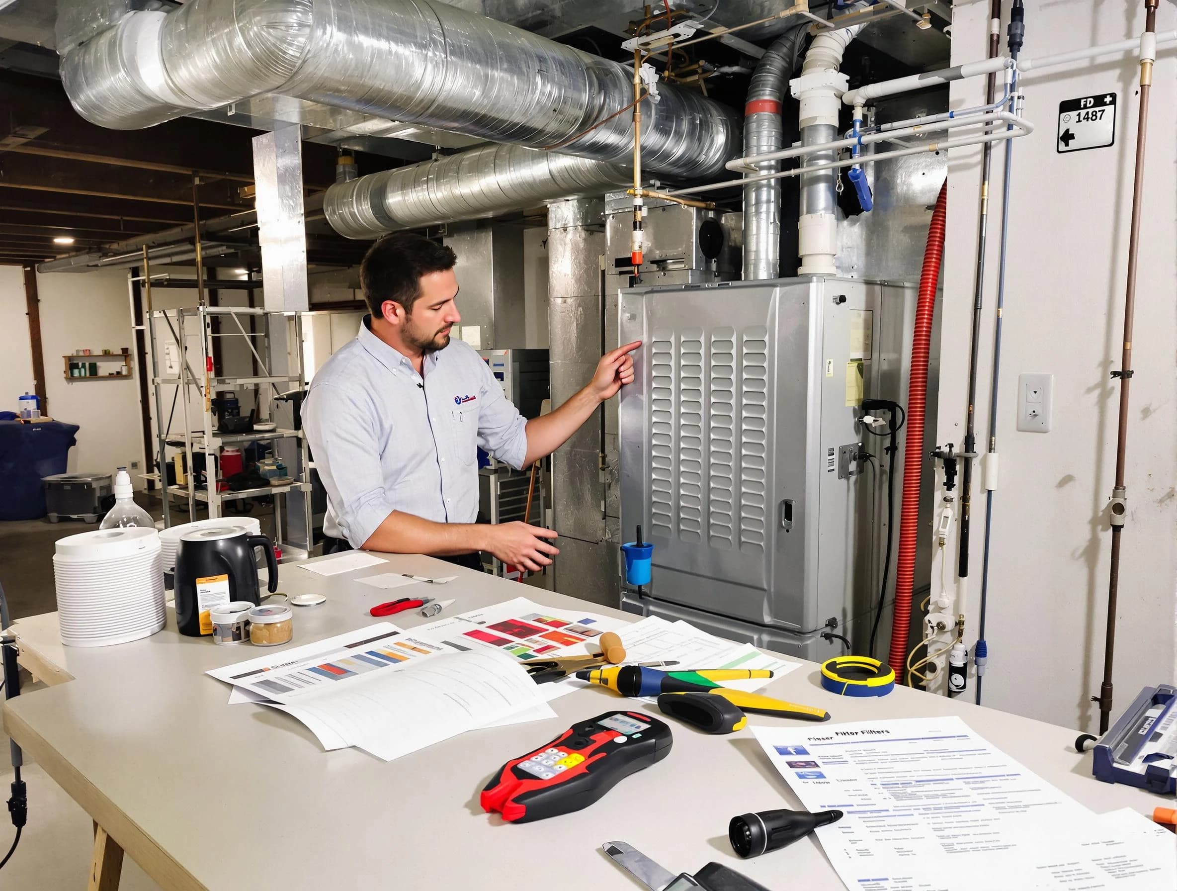 Blackstone Air Duct Cleaning inspector conducting detailed filter system evaluation using professional diagnostic tools in Blackstone