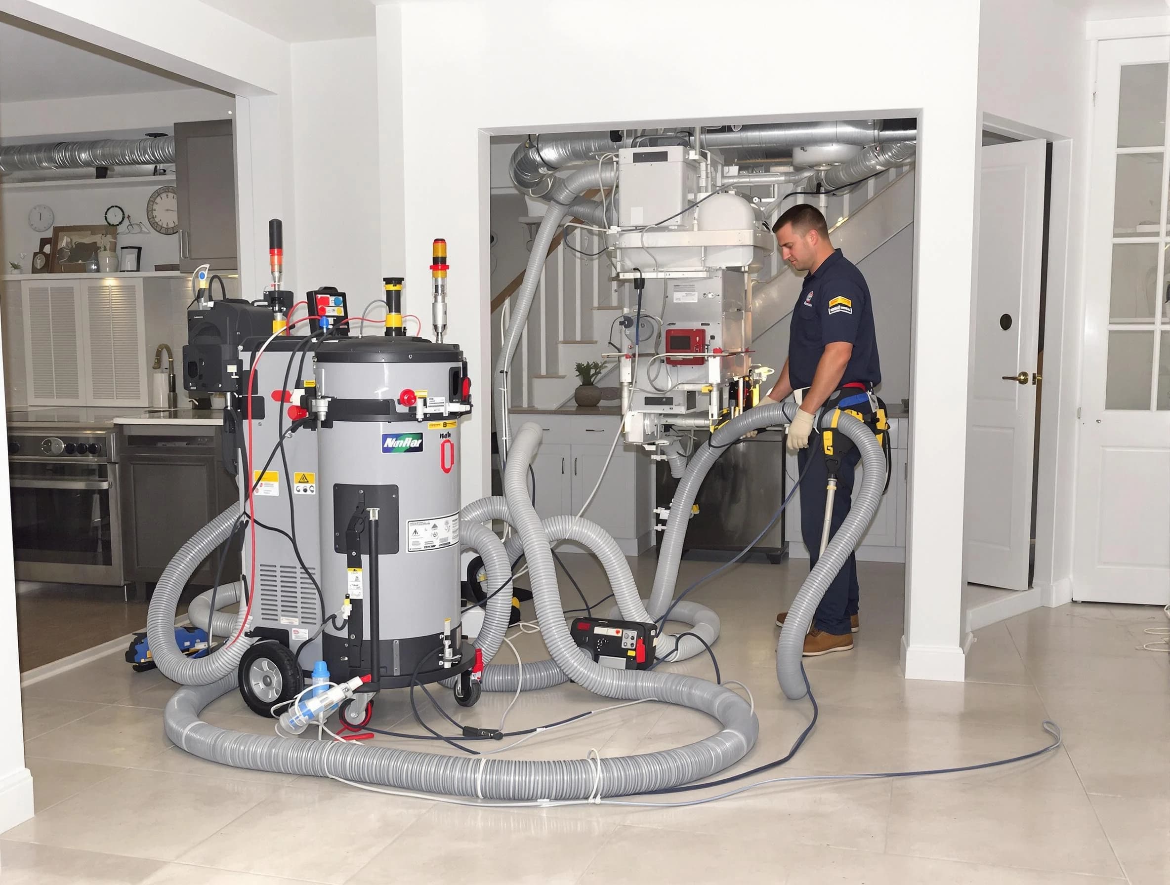 Blackstone Air Duct Cleaning technician operating negative pressure cleaning equipment for thorough duct maintenance in Blackstone