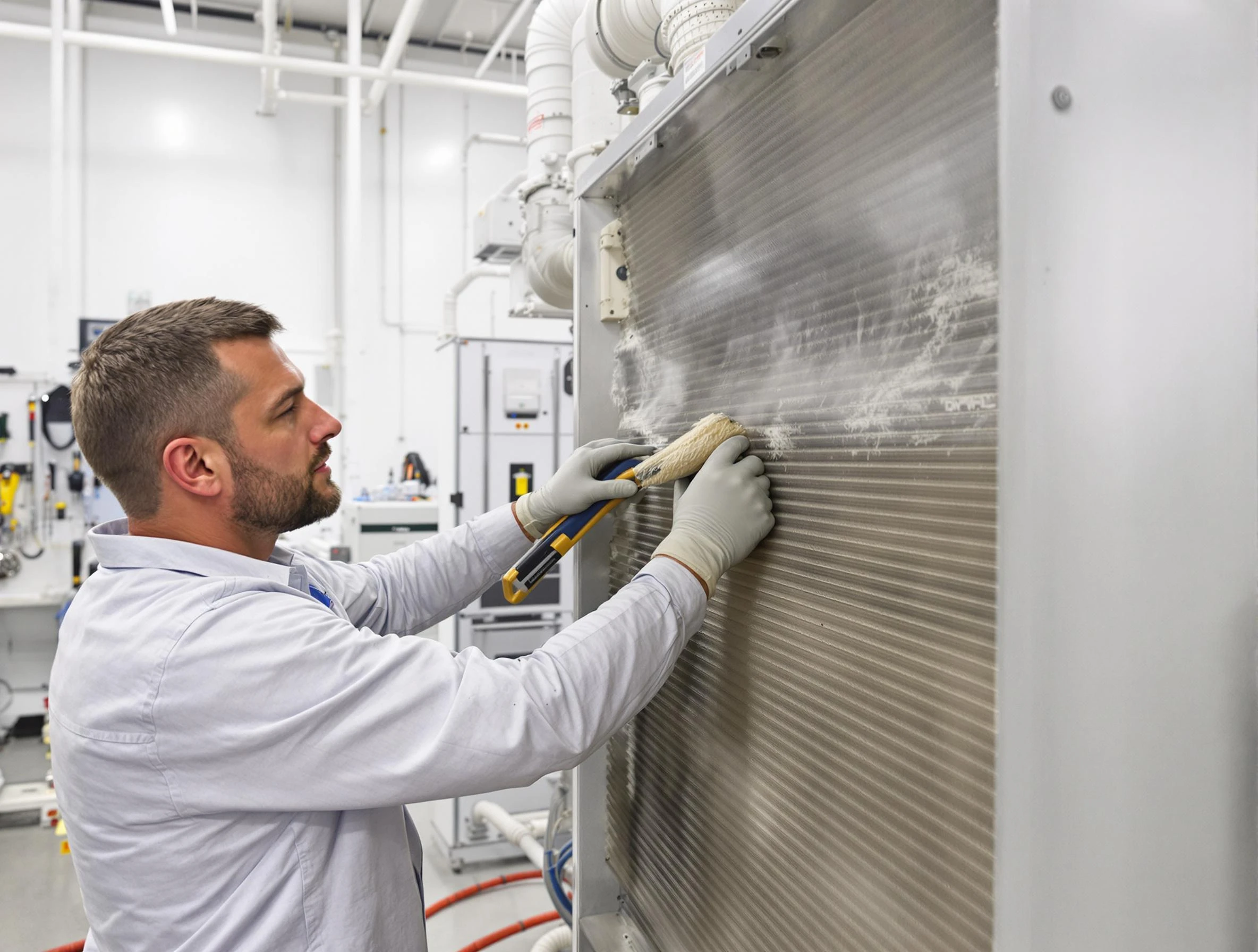 Blackstone Air Duct Cleaning technician performing precision commercial coil cleaning at a Blackstone business