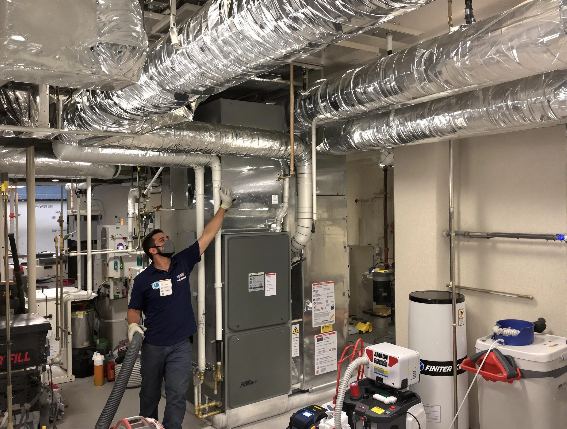 Blackstone Air Duct Cleaning specialist performing thorough furnace duct cleaning in a Blackstone residence