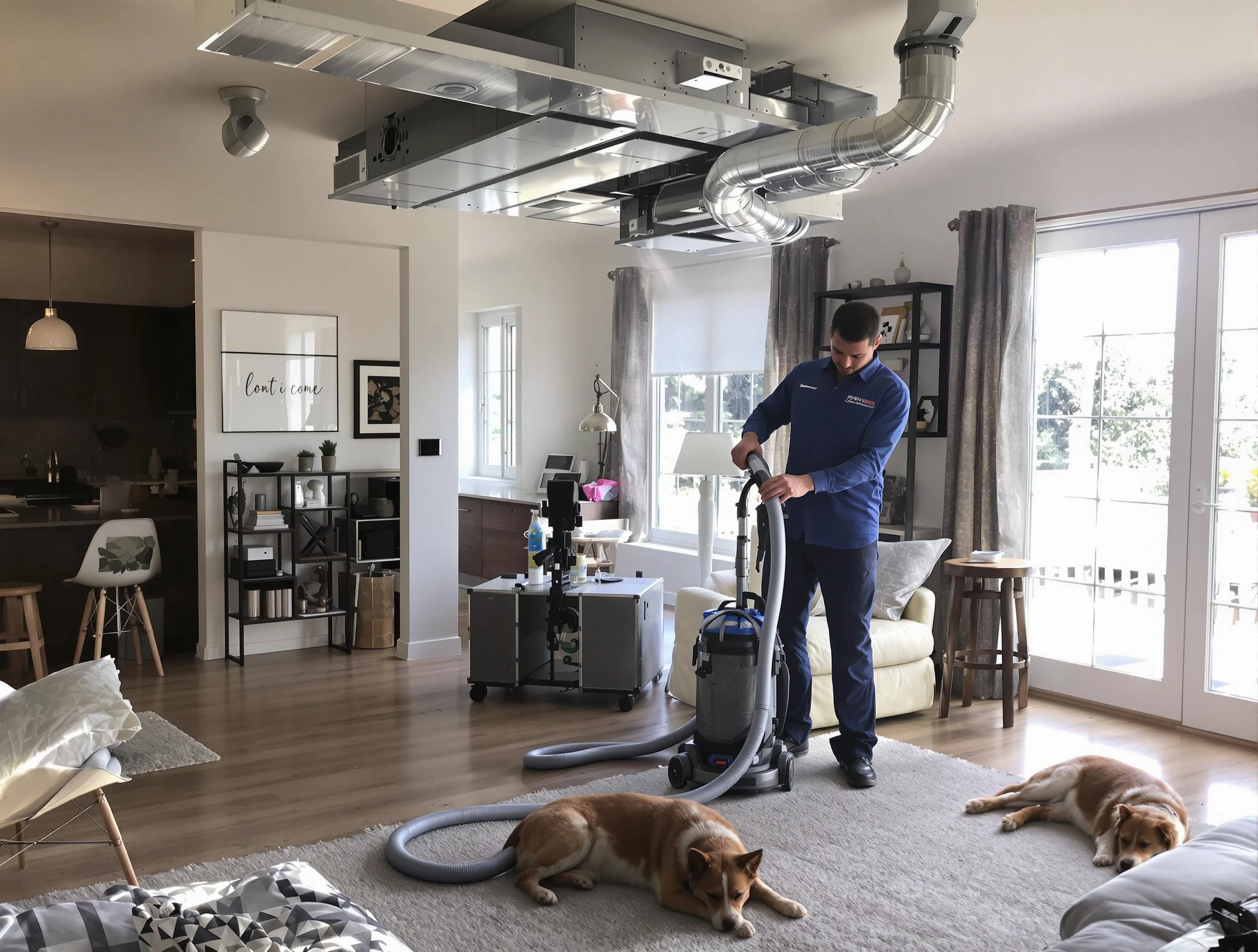 Blackstone Air Duct Cleaning technician performing detailed indoor duct cleaning for improved air quality in Blackstone