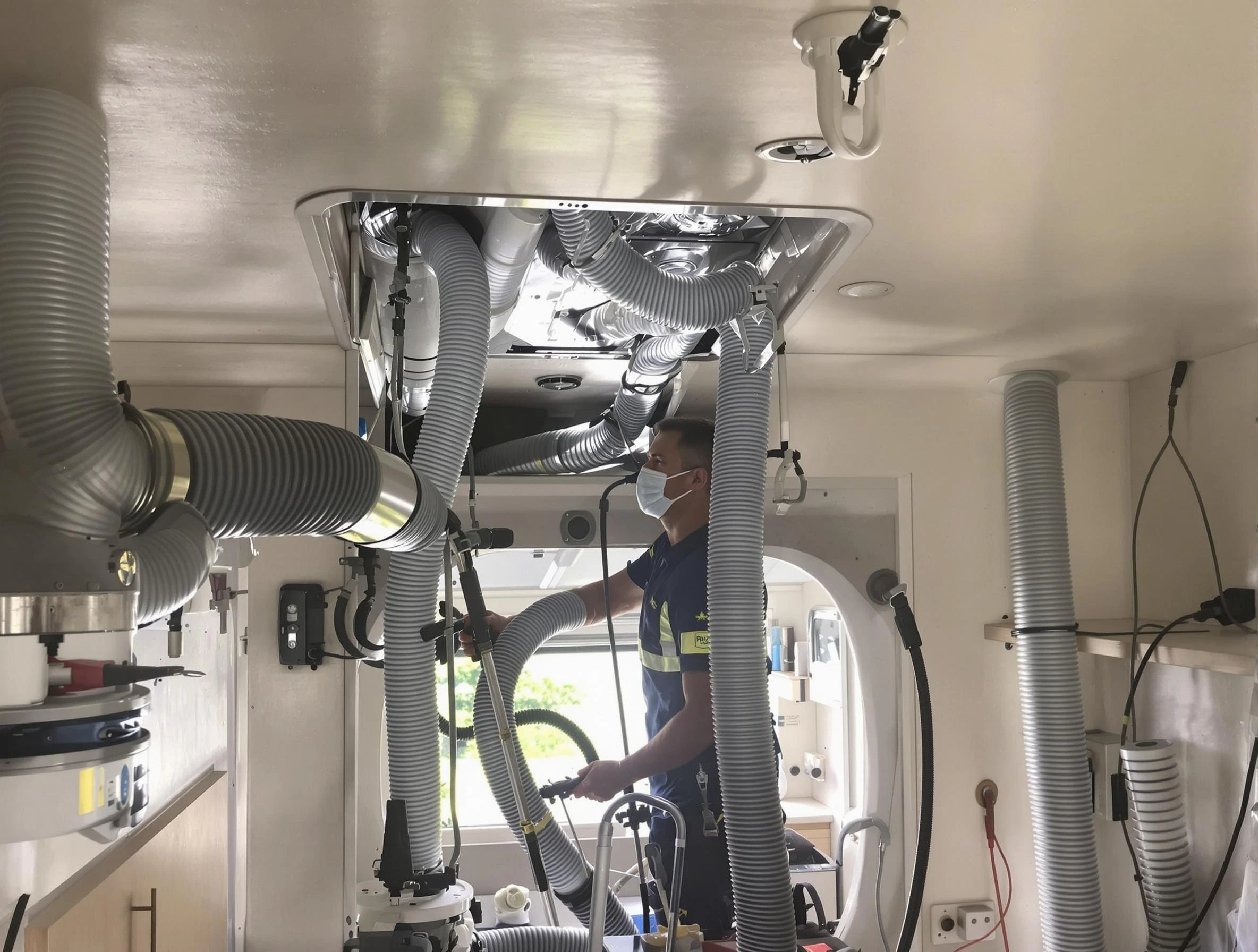 Blackstone Air Duct Cleaning specialist performing precise mobile home duct cleaning in Blackstone