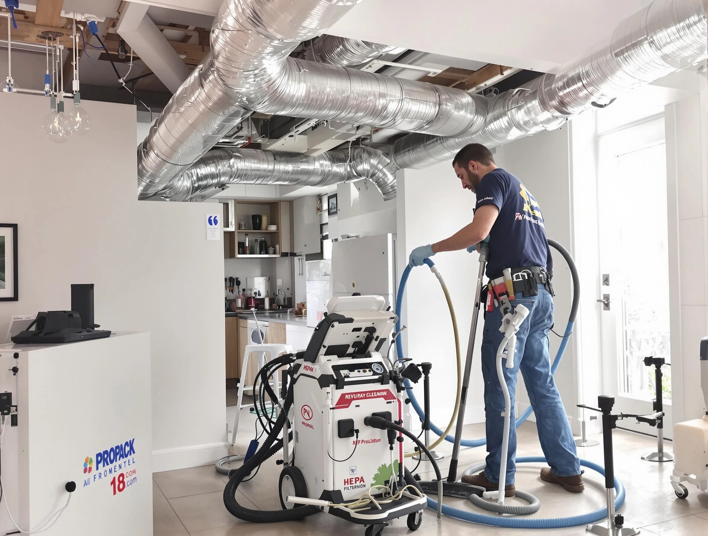 Blackstone Air Duct Cleaning technician performing advanced pure duct cleaning with specialized equipment in Blackstone