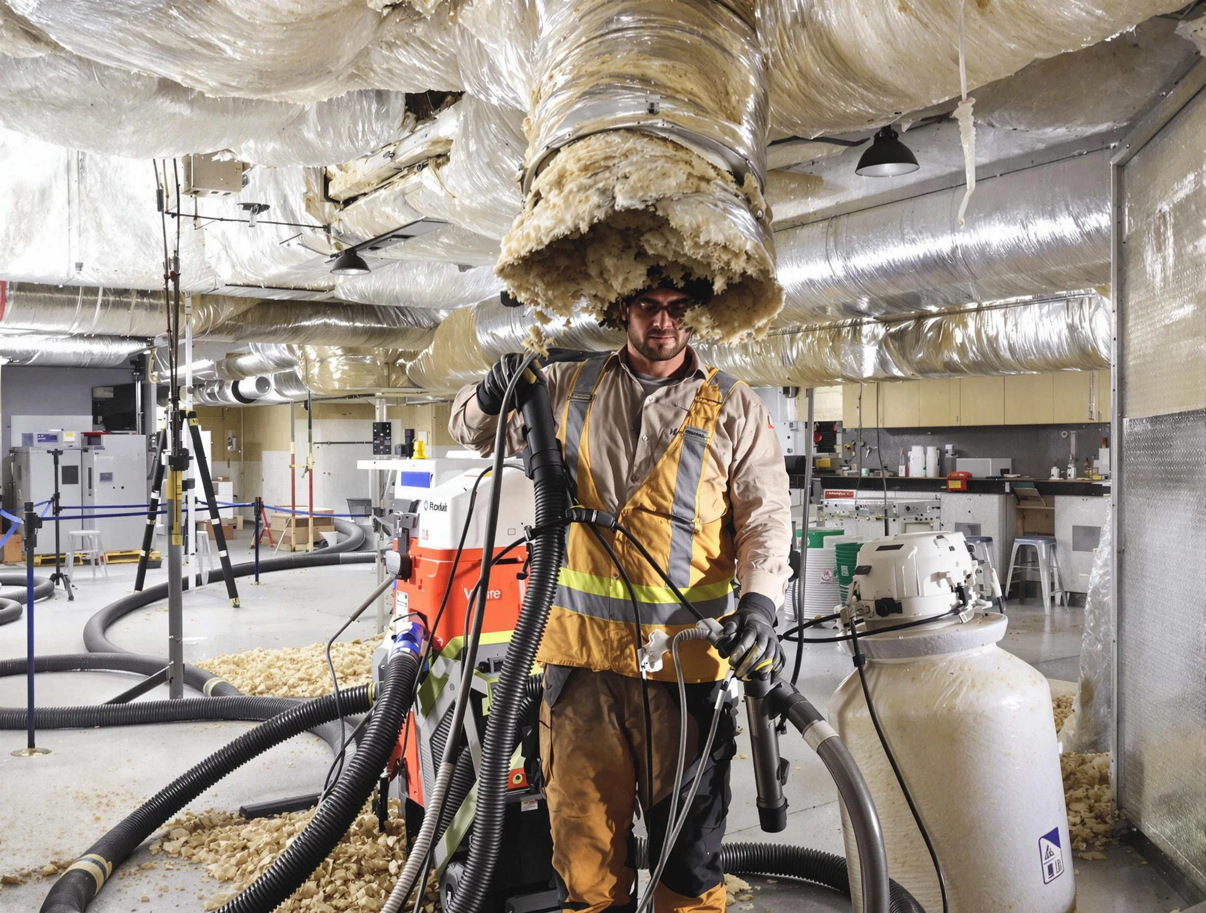 Professional vacuum insulation removal by Blackstone Air Duct Cleaning expert in Blackstone